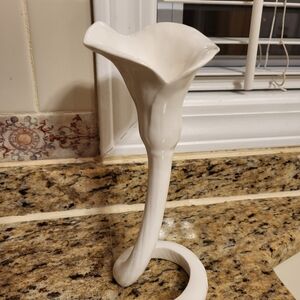 Vintage Stamped Japanese Calla Lily Elegant White Ceramic Flower Vase